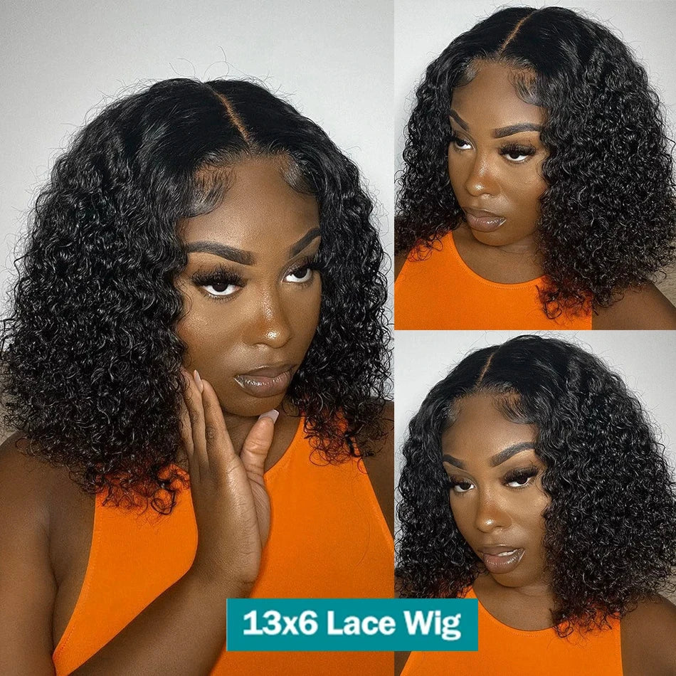 Wiginside 13X4 13X6 Lace Frontal Closure Deep Wave Wig 5X5 Glueless Ready To Wear Go Curly Short Bob Human Hair Wigs Preplucked