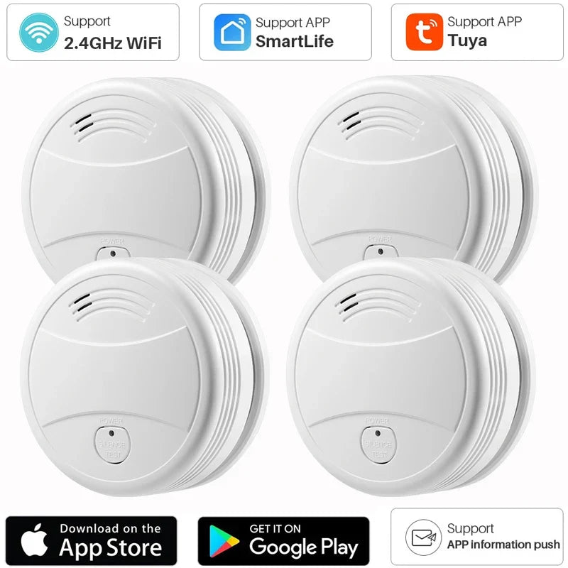 Tuya WiFi Smoke Detector Alarm Smart Fire Protection 90dB Smoke Alarm Sensor Home Security System work with Tuya Smart Life APP