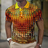 Fashion Men'S Polo Shirts 3d Simulation Metal Plaid Printed Men'S Clothing Summer Casual Short Sleeved Street Designer Tops Tees