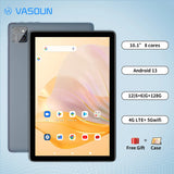 VASOUN Android 13 Tablet 10.1", 12GB(6+6 Expand) RAM, 128GB ROM, Octa Core, Dual SIM 4G Unlocked With 2.4G/5G WiFi GPS