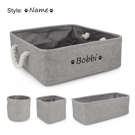 4pcs/set Customized Name Dog Clothes Storage Basket Pet Toy Box Custom Tag Logo Personalised Home Accessories Bin Case