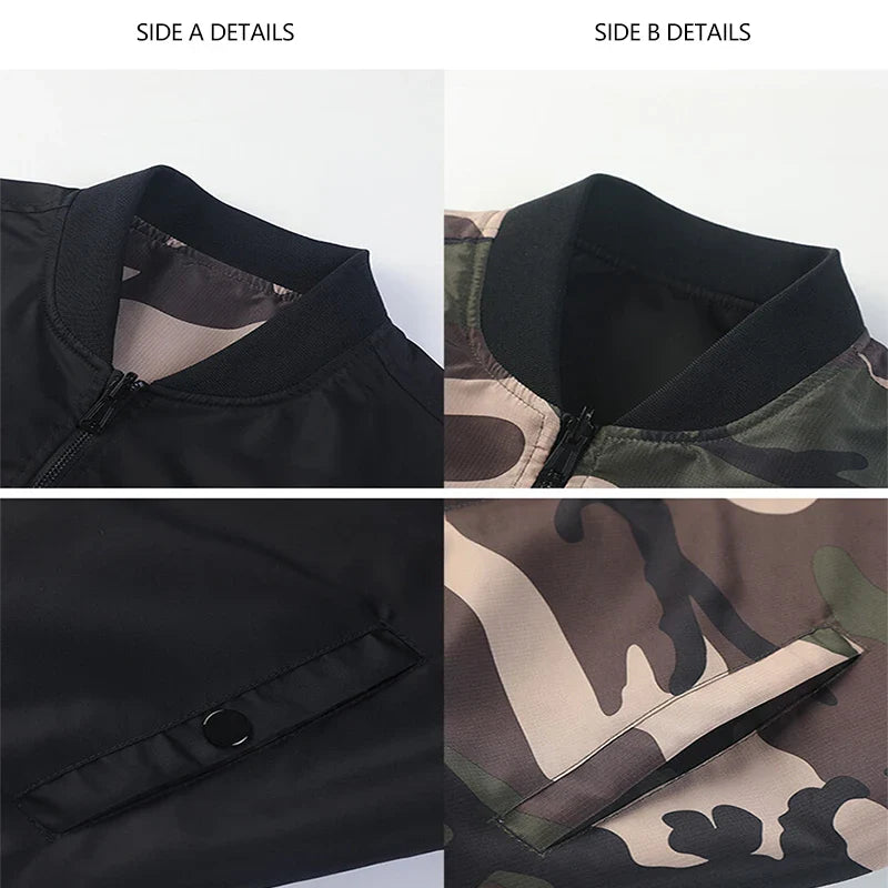 Double-side Jackets Men Camouflage Bomber Jacket Spring Autumn New  Outerwear Aviator Baseball Jackets Outdoor Clothing Male