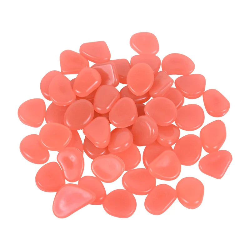 50Pcs 2cm Luminous Stones Garden Pebbles Glow In The Dark Garden Outdoor Sidewalk Rocks Decoration Aquarium Glowing Stone