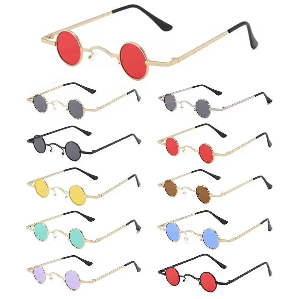 Ins Trendy Small Round Sunglasses Women Men Fashion Classic Metal Frame Shades Hip Hop Punk Sun Glasses Candy Color Sunglasses