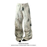 American style trendy and personalized tie dyed men and women work pants hip-hop high street retro straight leg wide leg jeans