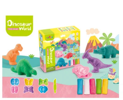 Playdough Dinosaur World Play Dough Set Plasticine Mold Animal Ocean Modeling Clay Kit Slime Toys Set DIY Kid Cutter Mould