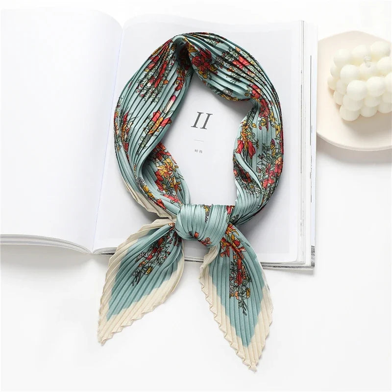 2023 Brand Crinkle Scarf Women Silk Satin Square Neck Tie Hand  Wirst Female Headscarves Bandana Shawl  Leopard Hair Foulard