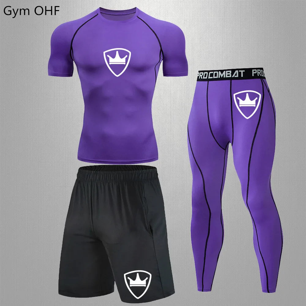 MMA rashgard Men's Sports Suit male Quick drying Sportswear Compression Clothing Fitness Training kit Thermal Underwear legging