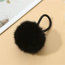 Cute Fur Ball Plush Hair Rope High Elastic Black Hair Ties With Pompom Women Toddler Girls Ponytail Holder Seamless Rubber Bands