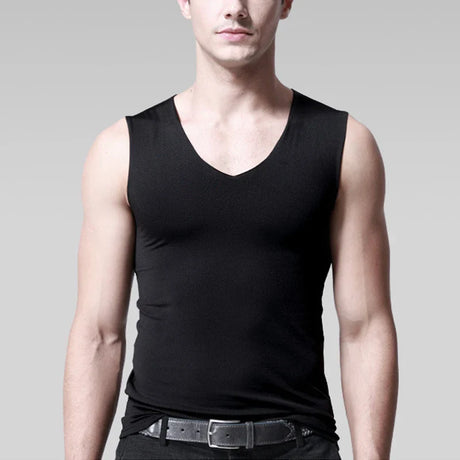 Ice Silk Seamless Men's Vest Loose Sleeveless Sport Bodysuit Vest For Men Plain Color Casual Summer Cotton Tank Undershirts Cool