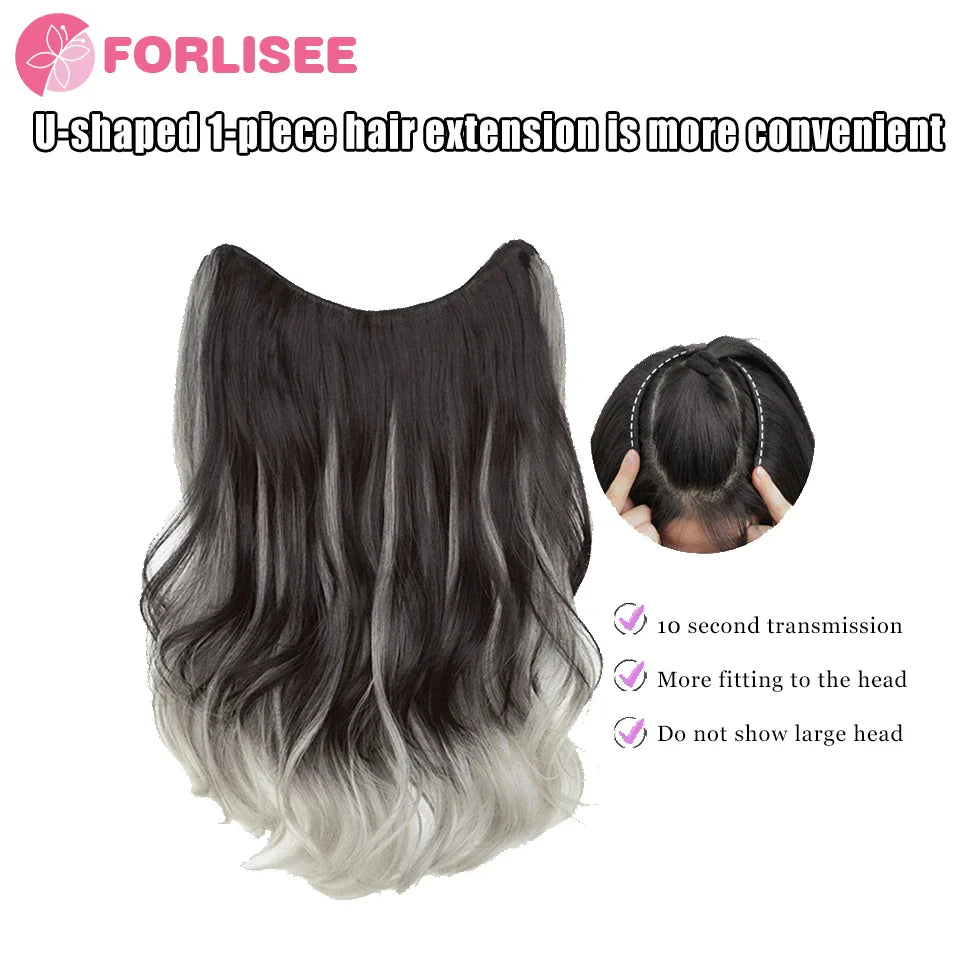 FORLISEE Synthetic Long Curly Hair Gradient Paris Painted Wig Patches With Increased Hair Volume And Fluffy Hair Extensions