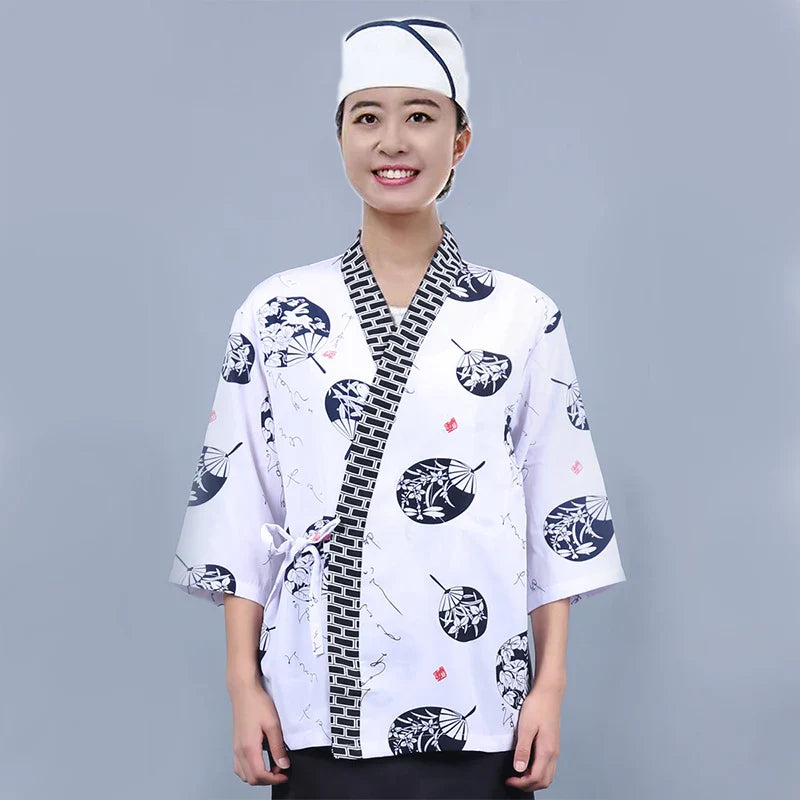 Japan Cuisine Men's Chef Costume Customizable Logo Summer Women Kitchen Jacket Hotel Cook Uniform Restaurant Waiter Work Clothes