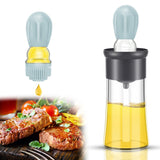 BBQ Tool Oil Bottle With Silicone Brush Oil Spray Baking Barbecue Grill Oil Dispenser Cookware Baking Kitchen Accessories