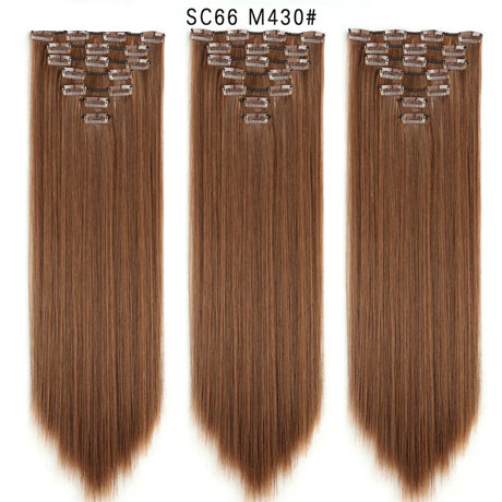 Set Hair Clip In Hair Extensions With Clips Hairpieces Synthetic Extension False/Fake Hair Blonde Eunice Hair Long Hair Pieces