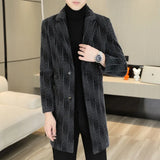 2023 High-end Feel Men Fashion Handsome All Woolen Coat Suit Collar Long Trench Coat Woolen Coat Thick Casual  Winter Jacket Men