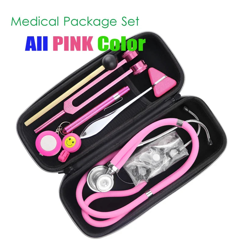 Classic Home Health Monitor Storage Bag Package Kit with Medical Doctor Stethoscope Tuning Fork Reflex Hammer LED Penlight Tool