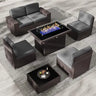 7/8 Pieces Outdoor Patio Furniture Set with  Fire Pit Table Rattan Sectional Sofa Conversation Sets Moden Set for Garden