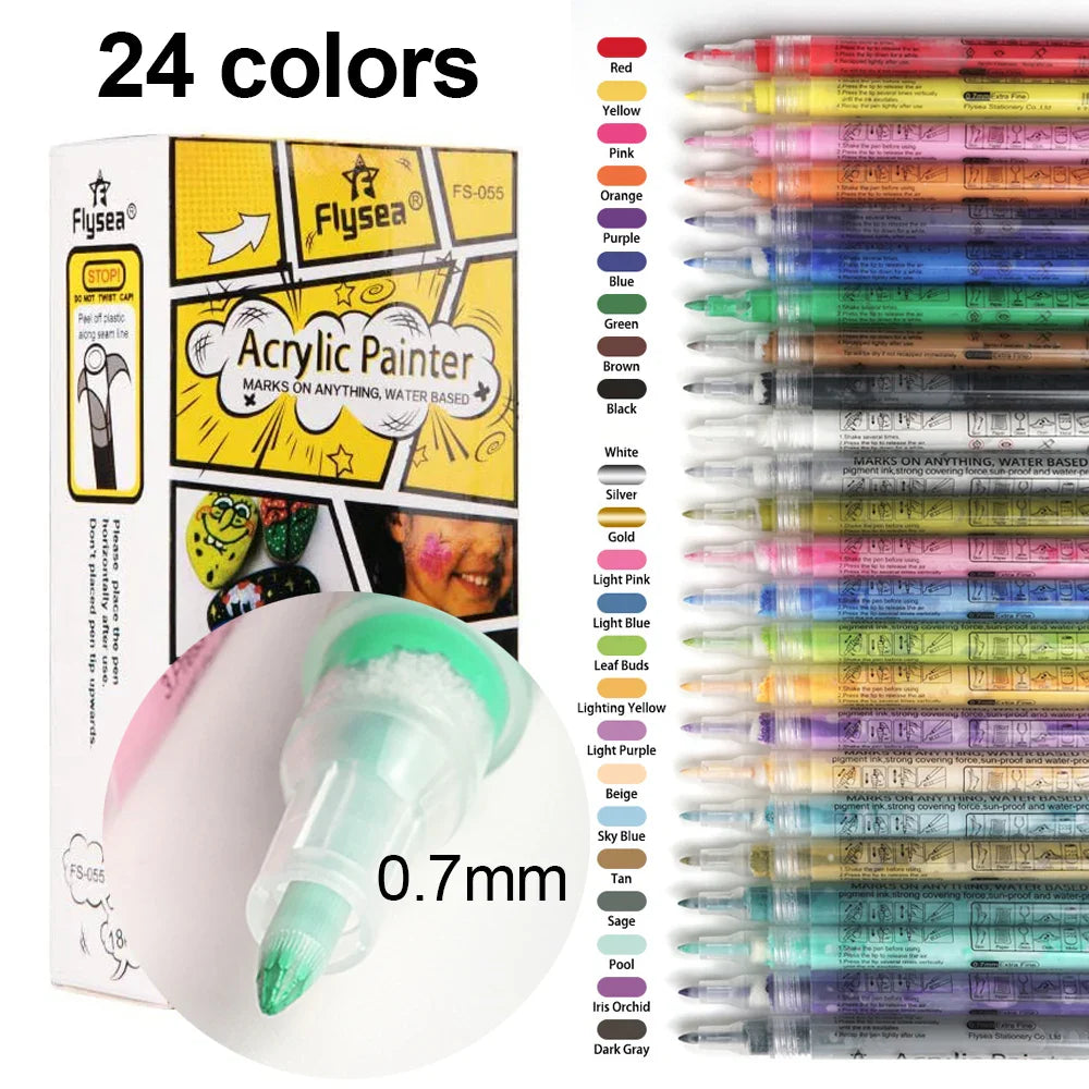 12/18/24Colors Nail Art Graffiti Pen Set Waterproof Drawing Painting Liner Brush DIY Acrylic Pen Colorful Beauty Manicure Tools