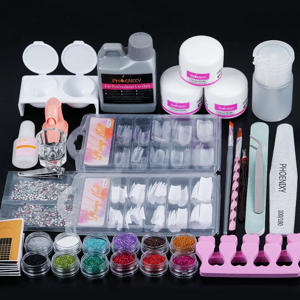 Acrylic Powder Set Nail Extension Set Nail Tips All For Manicure Nail Art Decorations Tools Nail Kit Professional Set For Nails