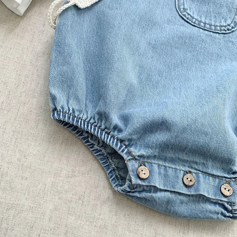 2023 Baby Boy Girl Romper Cowboy Sleeveless Jumpsuit Toddler Baby Boy Girl Romper Solid Color Boy Casual Costume Baby Romper