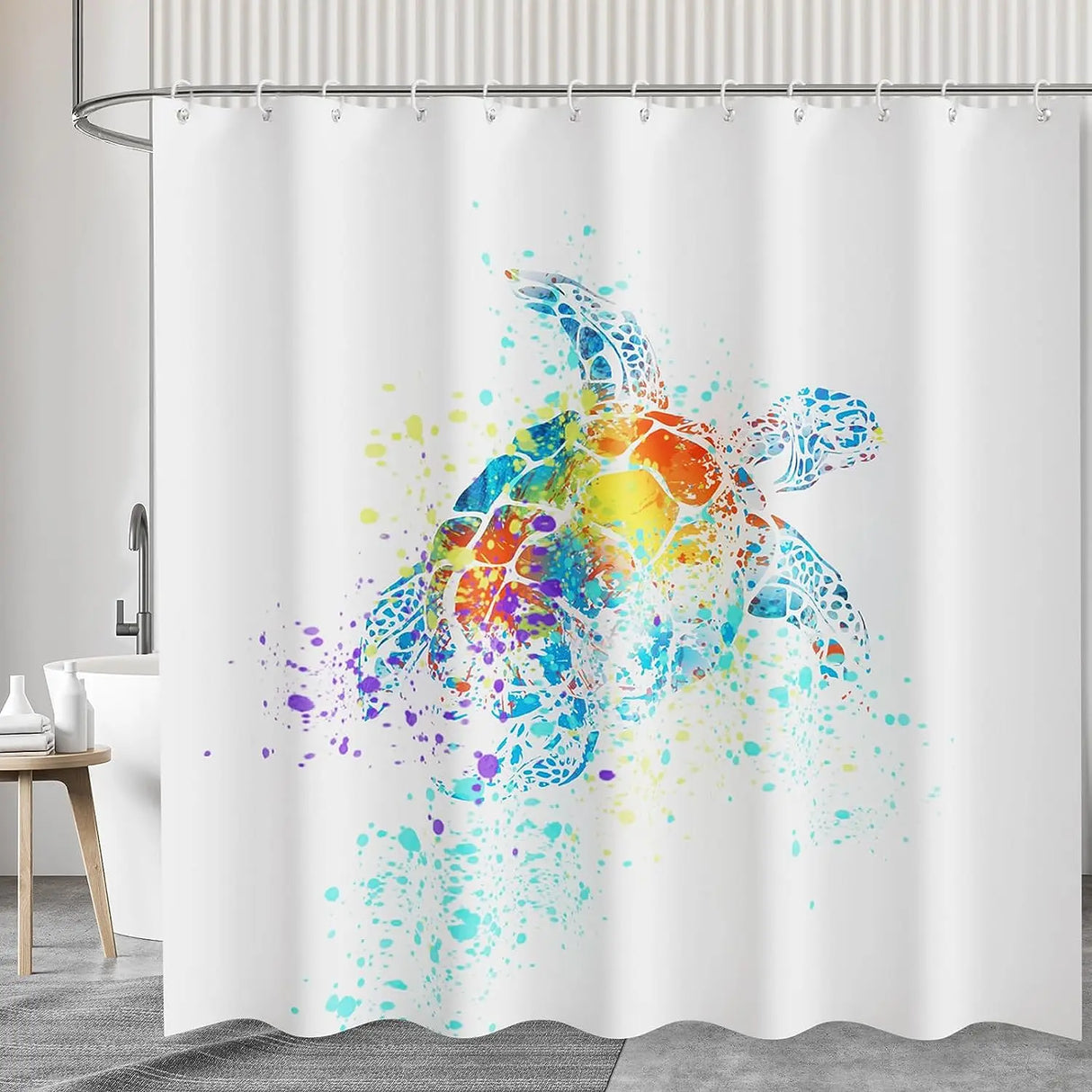 Colorful Tropical Fish Shower Curtains Ocean Animals Kids Bath Curtain Polyester Fabric Waterproof Bathroom Decor Set with Hooks