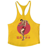 Anime Baki Hanma Stringer Tank Top for Men Cotton Y-Back Vest Tees Tops Muscular Training Undershirt Gym Workout Bodybuilding