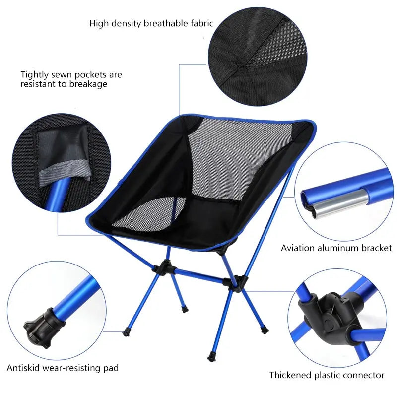 Travel Ultralight Folding Chair Superhard High Load Outdoor Camping Chair Portable Beach Hiking Picnic Seat Fishing Tool