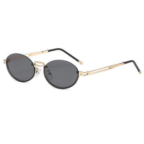 Trendy Brown Round Oval Rimless Sunglasses Women Brand Designer Shades Eyewear Retro Square Circle Men Sun Glasses Oculos UV400