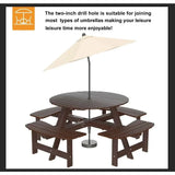 1720lb Capacity Table Pliante Backyard Outdoor Round Table With Umbrella Hold Design for Patio Garden Camping Chair Picnic Brown