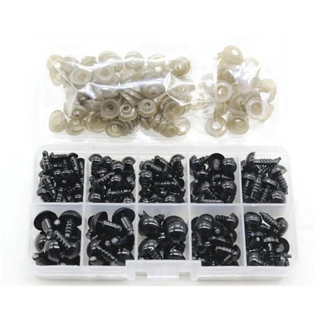 6-12mm Black for Doll’s Eyes Safety Screw Eyes for Crafts Durable DIY for Doll Kits for Stuffed Animals Crochet Toy