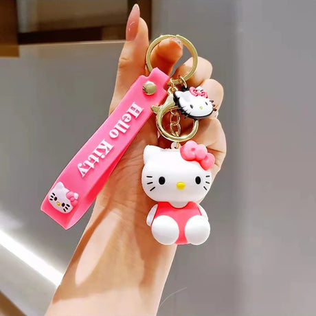 Kawaii Sanrio Hello Kitty Keychain Cartoon Doll Cute Kitty Pvc Key Chain Soft Rubber Car Key Ring Women Bag Pendant Girl Gift