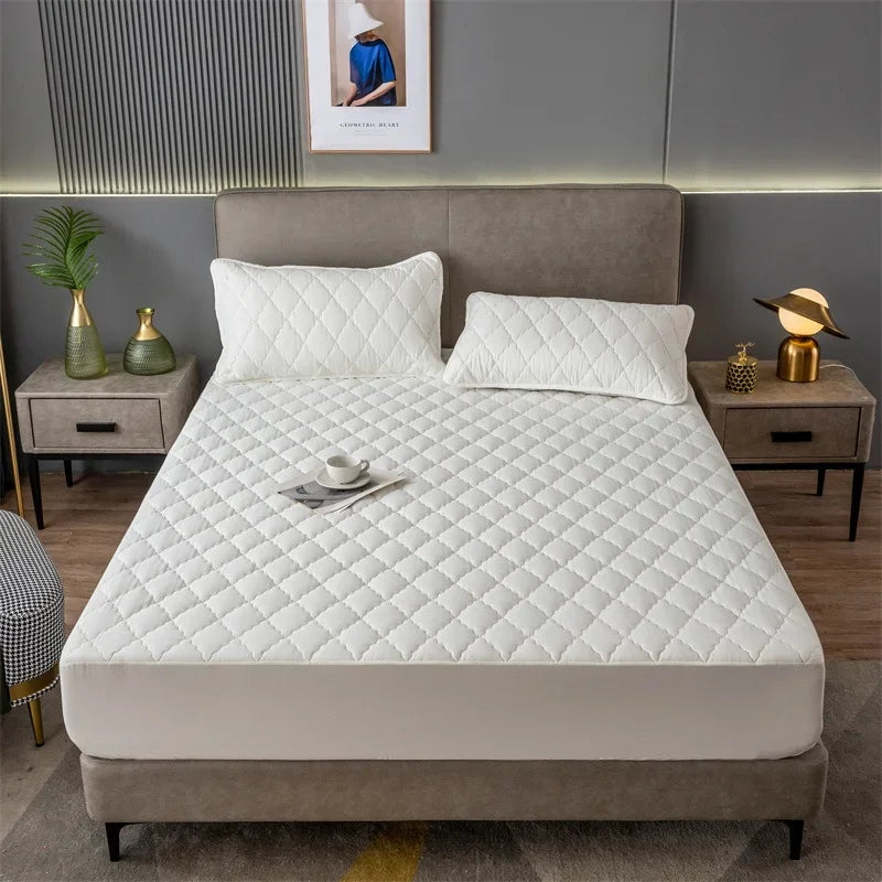 100% Waterproof Thicken Mattress Protector Cover Non-slip Fitted Bed Sheet Pad  Bed Cover Single Double Bed Queen King Size 1Pc