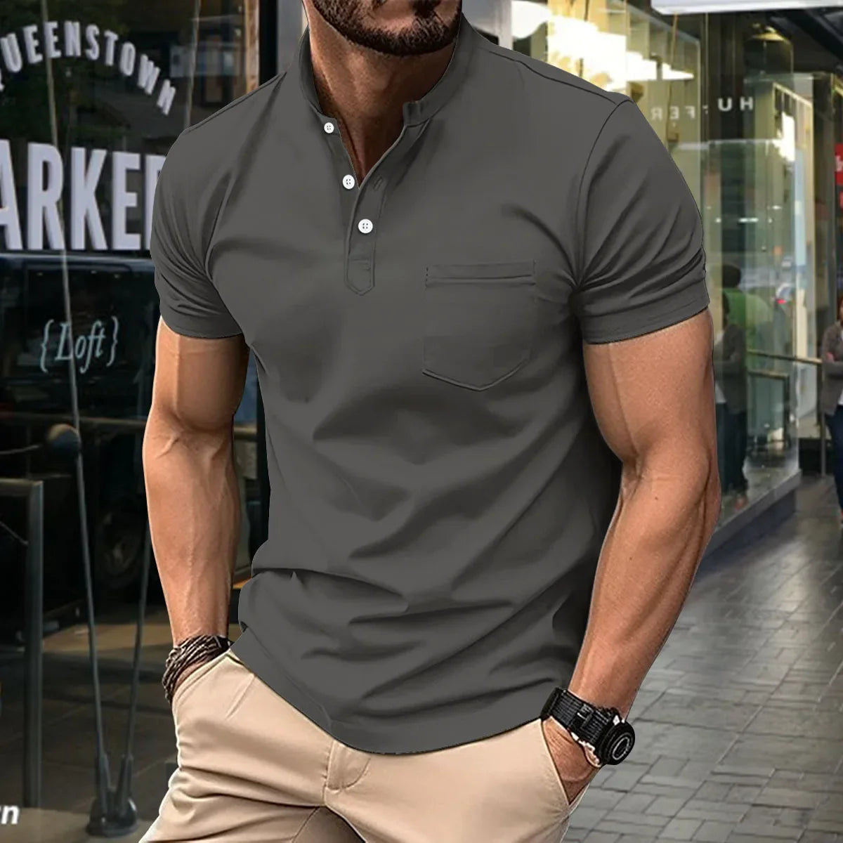 Summer New Men's Polo Shirt with High Quality Polo Collar Short Sleeve Casual Fake Pocket Business Fashion European Size Polo Sh