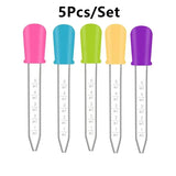 5Pcs/Set 5ML Child Baby Droppers Plastic Silicone Baby Pipettes Devices Infant Droppers Feeders Pipette For School Lab Supplies