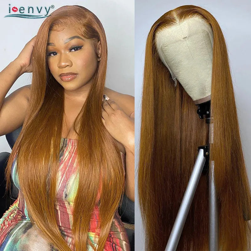 13X6 Colored Straight Lace Front Human Hair Wigs Ginger Blonde 13X4 Hd Lace Frontal Wig Prepluck 34 Inch Burgundy Lace Front Wig