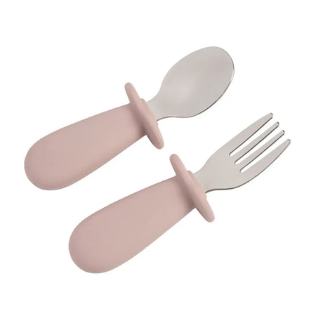 Solid Color Baby Gadget Tableware Set Children Utensil Stainless Steel Infant Food Feeding Spoon Fork Toddler Dinnerware Cutlery