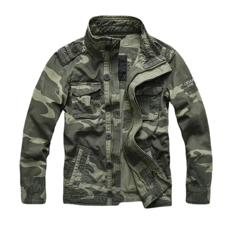 Men  Jacket Men M65 Denim Retro Cargo Jacketes Outdoor Multi Pockets Camo Tops Field Casual Fashion Hiking Coats Uniform