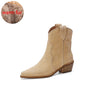 2023 Classic Western Boots for Woman Cow Suede Pointed toe Wedges Heel Ankle Boots Simple Comfortable Cowboy Boots Female