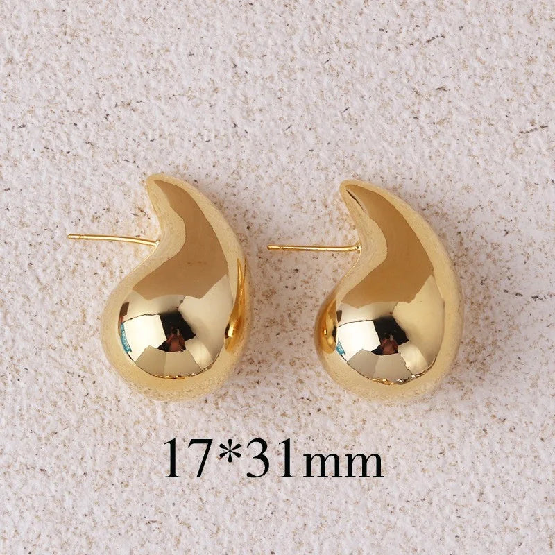 Extra Large Waterdrop Earring Glossy Chunky Hoop Earrings for Women Girl Lightweight Thick Teardrop Gold Plated Fashion Jewelry