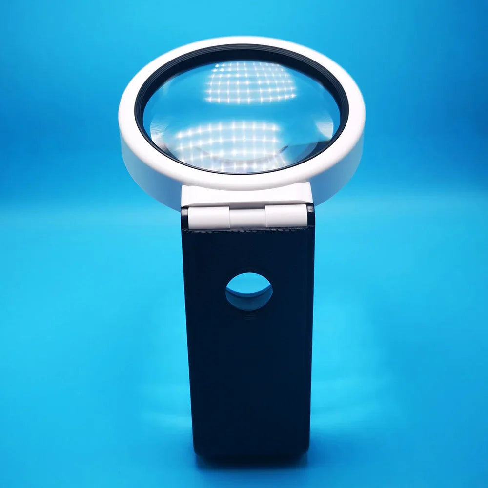 6X 25X Foldable Magnifying Glass with 8 Led Lights for Reading,Jewelry Appraisal, Welding and Helping Hand Soldering Magnifier