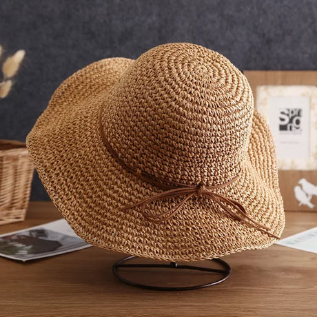 Beach Straw  Women Foldable Bucket  Simple Solid Color Women Hat Outdoor Casual Sun Protection Hat Travel Sun Hat Gorras