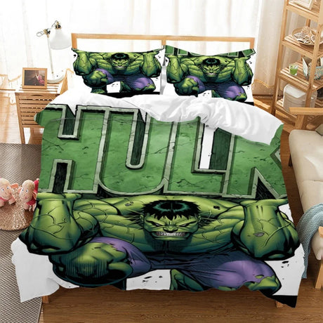 Disney Hulk Cartoon 3D Bedding Sets Boy Avenger Alliance Character  Duvet Cover Sets Pillow Case Single Twin Queen Size