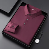 Long Sleeve T-shirt Spring and Autumn Thin Lapels Fashion Young and Middle-Aged Business Casual Slim-Fitting Men's Polo Shirt