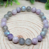 Ruberthen 8 MM Natural AAA Grade Labradorite Argentina Lepidolite Bracelet Women`s Energy Anxiety Relie Wrist Malas