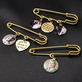 Personalised Bridal Photo Charm Custom Photo Brooch Photo Tie Tack Wedding Bouquet Pin Wedding Memorial Gift for Bride Groom