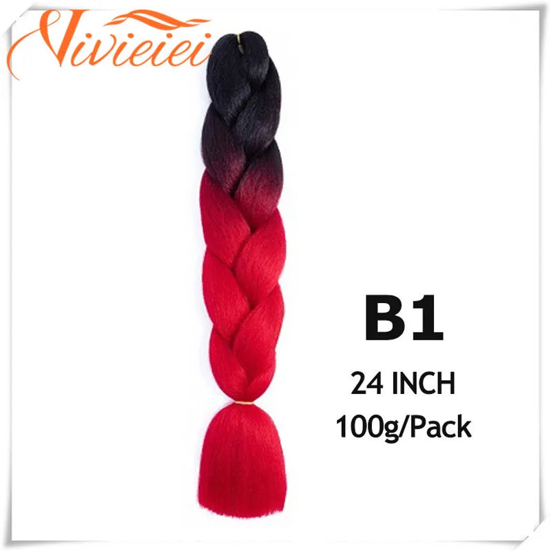 6 Pcs 24” Synthetic Braiding Hair Pink Jumbo Braids Hairstyles Purple Blue Blonde Ombre Hair Extensions For Women 100G/Pack