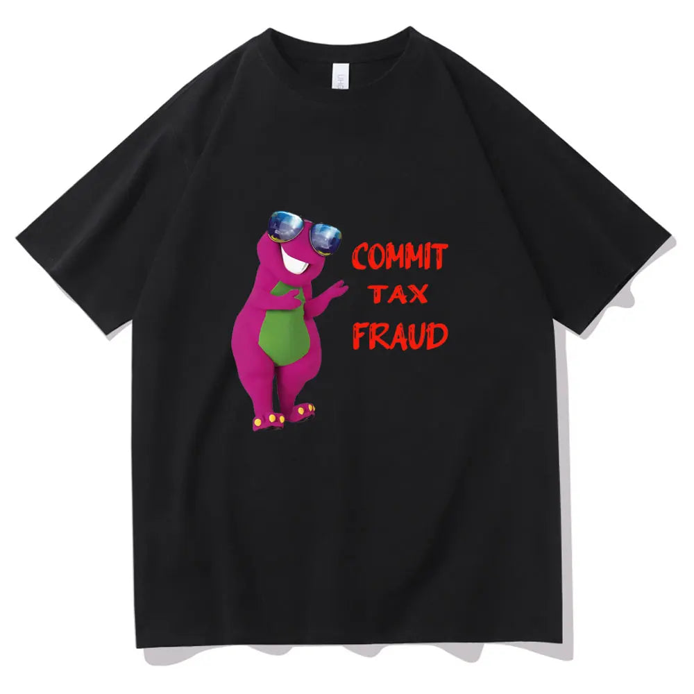 Commit Tax Fraud T Shirt Harajuku Cartoon Letter Printing T Shirt Graphic Casual Crew Neck Short Sleeve Plus Size T Shirt Women