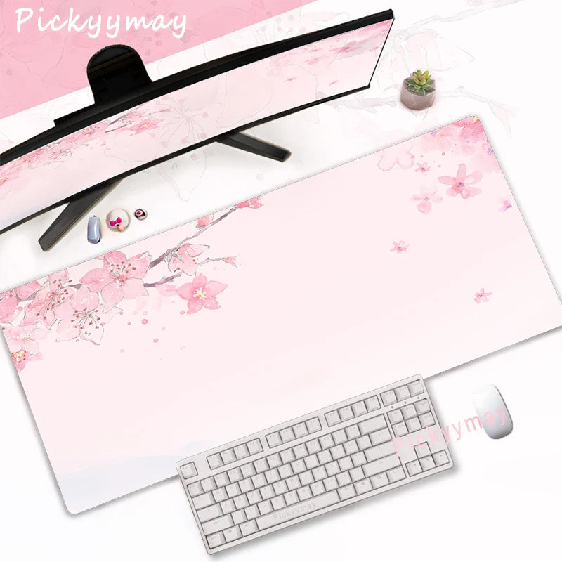 Pink Cherry Blossoms Mousepad Home Computer Table Large Pc Mouse Pad Art Sakura Keyboard Mause Rug Desk Mat Office Accessories