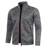 New Men's Thicken Jacket Casual Zipper Stand Collar Thermal Outerwear Slim Fit Cardigan Sweatshirts Coats