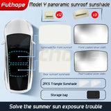 Futhope Upgrade Ice Cloth Buckle Sun Shades Glass Roof Sunshade For Tesla Model 3 Y 2021-2024 Front Rear Sunroof  Skylight